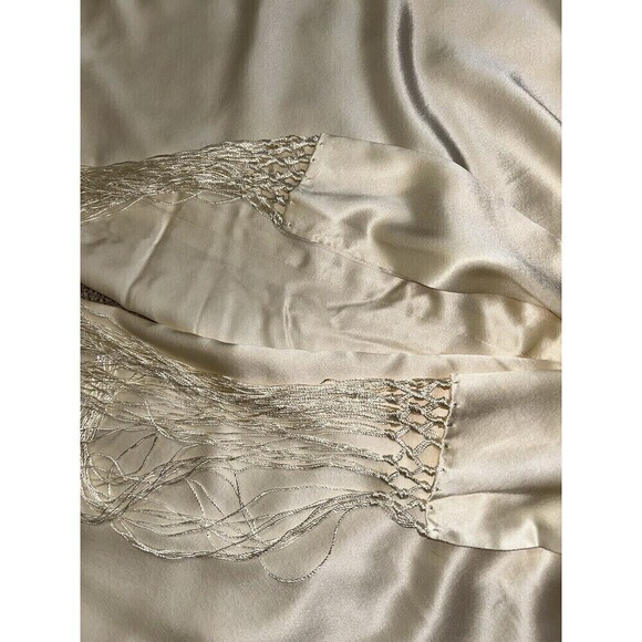 Lauren Ralph‎ Lauren Silk Ivory White Wide Leg Pants With Sash 16 - Picture 6 of 9